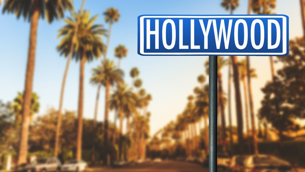 Hollywood CA commercial district and apartments