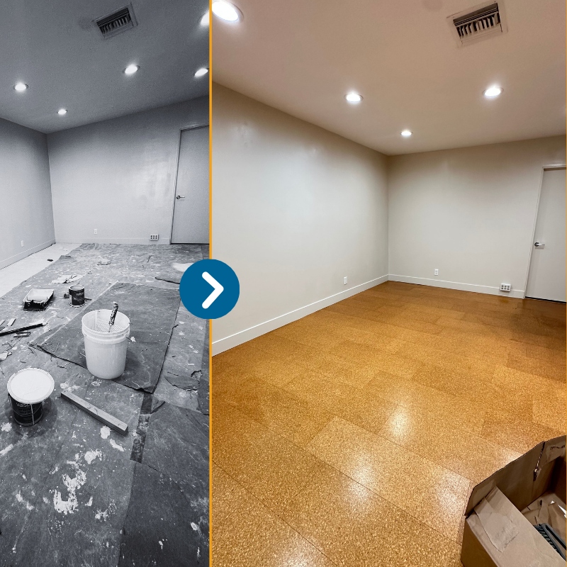 Clean modern room post-construction