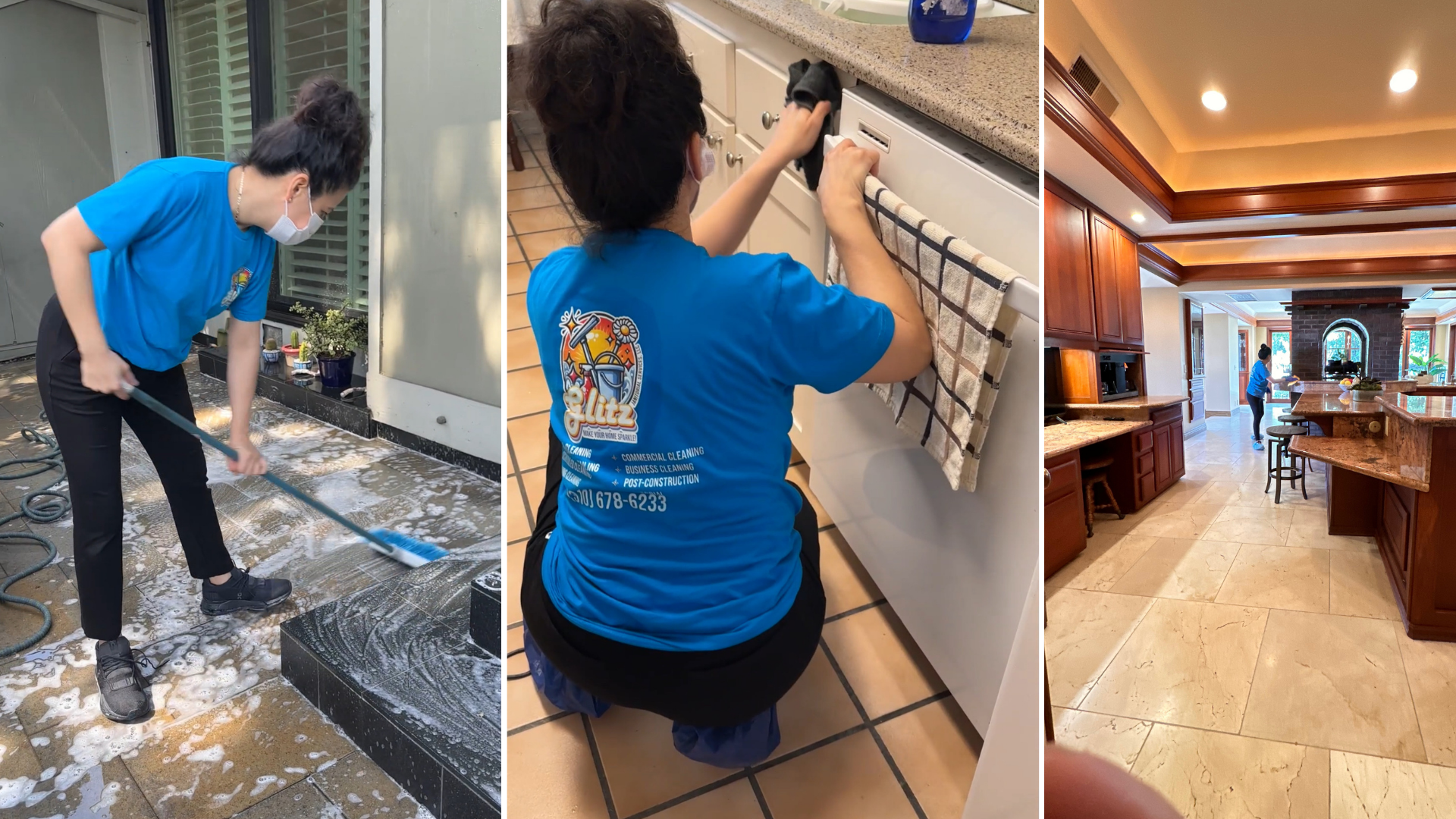 Glitz team performing residential cleaning in Los Angeles
